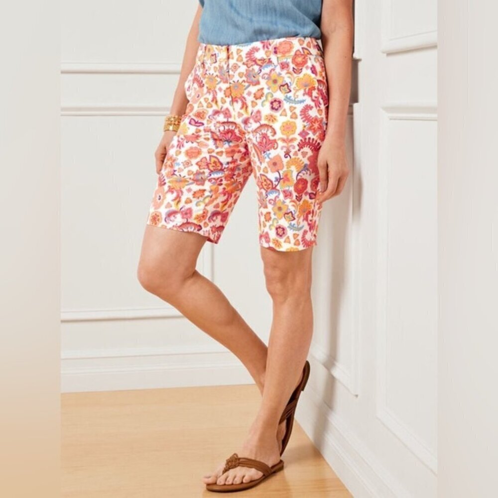 Talbots Perfect Short 9.5" Floral Paisley Print Petite 10P